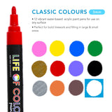 Classic Colour Paint Pens - Medium Tip - 12 pieces