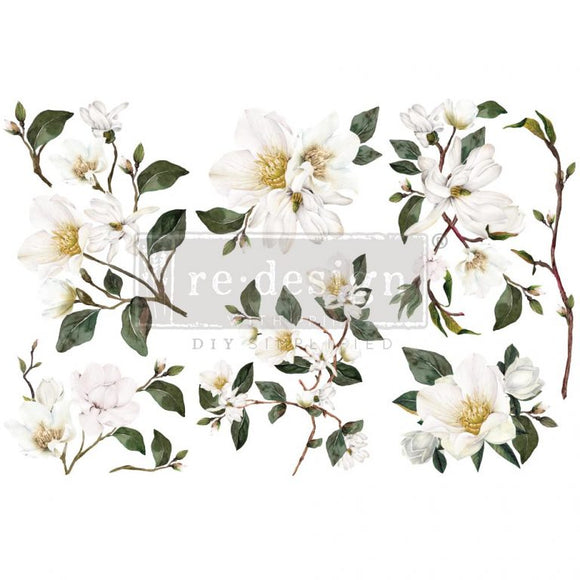 White Magnolia Transfer - 15 x 30cm - 3 sheets - Fresh at Home