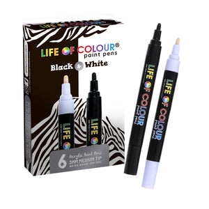 Black and White Medium Tip Paint Pens
